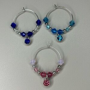 Handmade Gem Wine Charms (3)